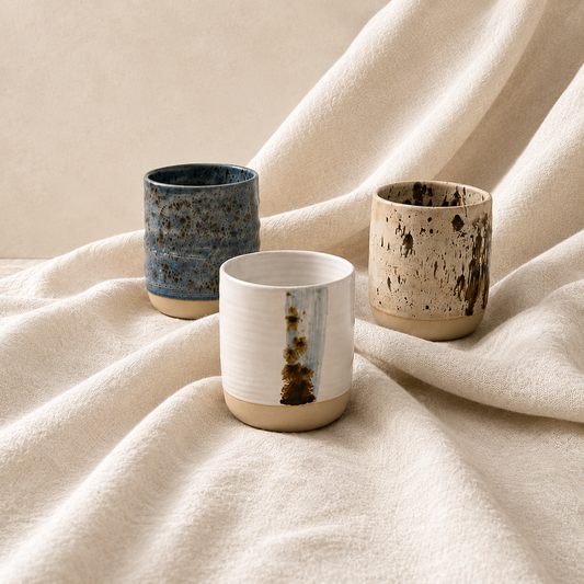 Collection céramique pot à gressin en céramique artisanale aux émaux inspirés des paysages alpins.