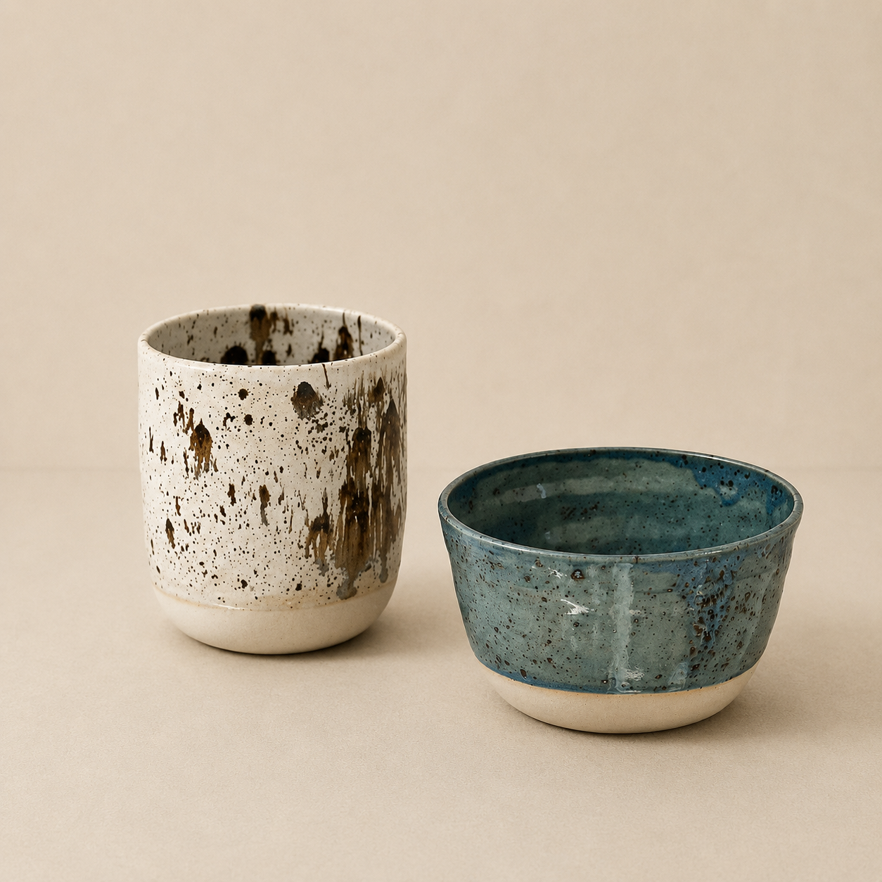 Set apéro en céramique artisanale email gypse et granite, inspiré des Alpes Orbel